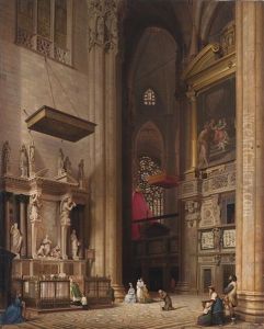 Interno Del Duomo Di Milano Con L'altare Di Santa Tecla Martire