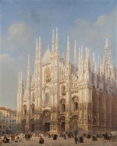 Veduta Della Facciata Del Duomo Di Milano All'angolo Del Rebecchino