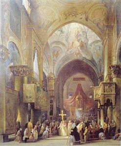 Procession Dans Une Eglise by Luigi Bisi