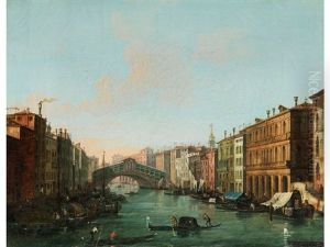 Venedig - Blick Auf Den Canal Grande Mit Rialtobrucke