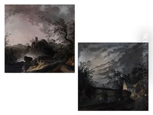 Landschaften Mit Gebauden Und Staffagefiguren by Giuseppe Bernardino Bison