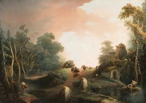 Wanderer In Einer Hugeligen Landschaft by Giuseppe Bernardino Bison