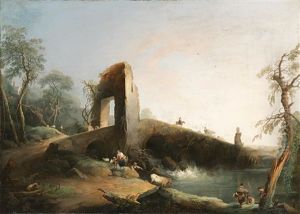 Wanderer An Einem Fluss by Giuseppe Bernardino Bison