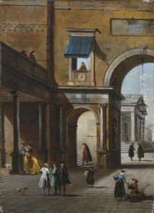 Architekturcapriccio (+ Another, Similar; 2 Works) by Giuseppe Bernardino Bison