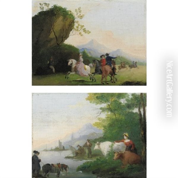 Paesaggio Con Cavalieri (+ Paesaggio Fluviale Con Contadini E Pescatori; Pair) - view 1