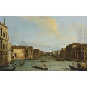 View Of The Grand Canal, Venice, Looking Northeast From The Palazzo Balbi To The Rialto Bridge by Giuseppe Bernardino Bison