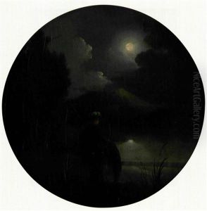 Cavalieri In Un Paesaggio Notturno (+ Another; 2 Works) by Giuseppe Bernardino Bison