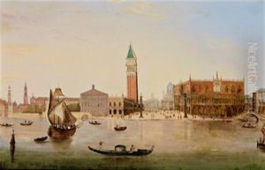 Blick Uber Das Markusbecken Auf Die Piazzetta Mit Dem Dogenpalast Und Der Biblioteca In Venedig; Vista Della Piazetta Con Il Palazzo Ducale E La Biblioteca Blick Uber Das Markusbecken Auf Die Piazzetta Mit Dem Dogenpalast Und Der Biblioteca In Venedig; Vista Della Piazetta Con Il Palazzo Ducale E La Biblioteca