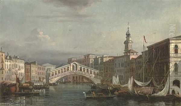 The Grand Canal, Venice, Looking Towards The Rialto Bridge - view 1