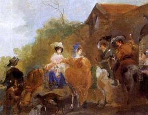 Comitiva Presso Un'osteria by Giuseppe Bernardino Bison