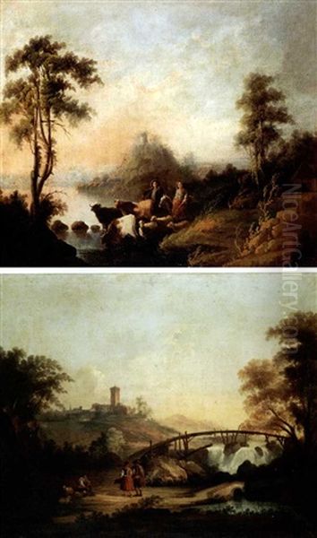 Paesaggi Fluviali Con Figure (pair) - view 1