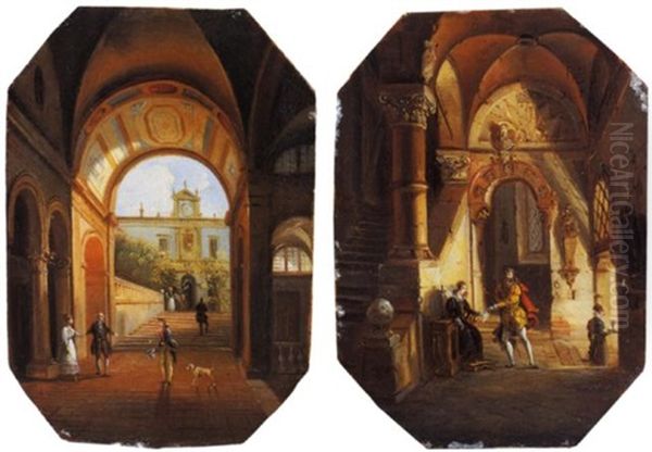 Atrio Di Palazzo Con Figure - view 1