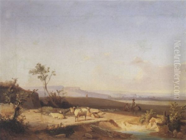Paesaggio Con Pastore, Gregge E Viandante - view 1