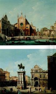 View Of S.s. Giovanni E Paolo And The Scuola Di S. Marco Looking East, Venice by Giuseppe Bernardino Bison