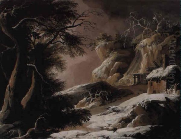 A Winter Landscape With A Small Cottage - view 1
