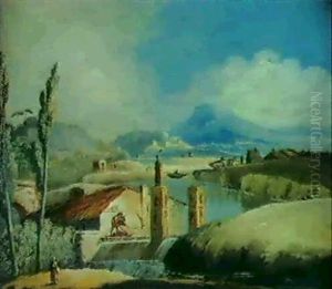 Paesaggio Fluviale Con Viandanti by Giuseppe Bernardino Bison