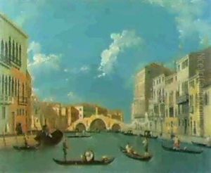 Veduta Del Canale De Cannareg-io Col Ponte Dei Tre Archi by Giuseppe Bernardino Bison