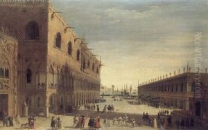 Venice, A View With The Piazzetta, Looking South by Giuseppe Bernardino Bison