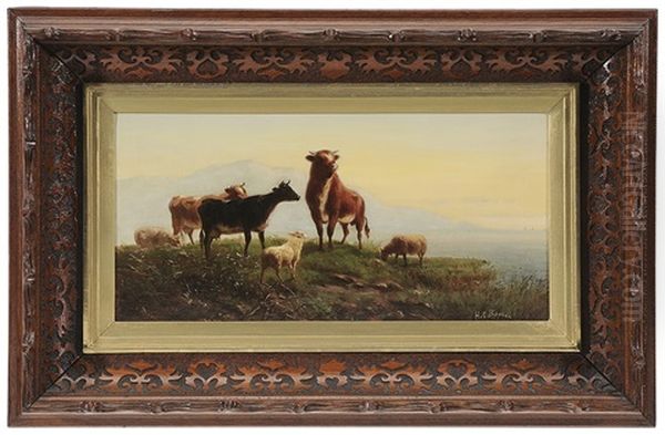 Cattle And Sheep On A Hilltop - view 1