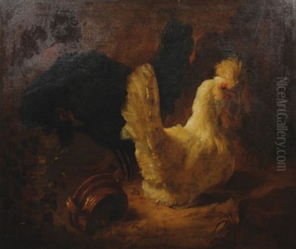 Poultry In A Landscape With An Earthenware Container In The Foreground - view 1