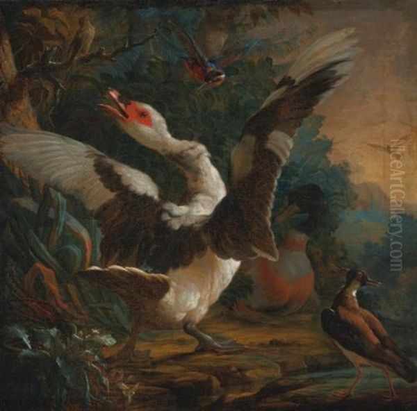 A Goose, A Kingsfisher, And Other Birds In A Landscape - view 1