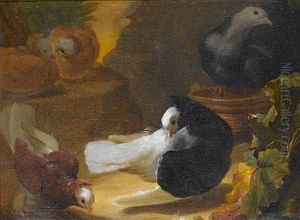 A Forest Floor With Doves by Abraham Bisschop Dordrecht