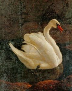 Swan Swimming Close To The Shoreline by Abraham Bisschop Dordrecht