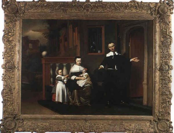 Hollaendische Familie Vor Der Haustuer - view 1