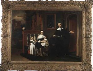 Hollaendische Familie Vor Der Haustuer