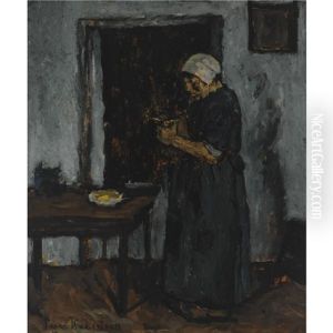A Peasant Woman Cutting Bread by Suze Bisschop-Robertson