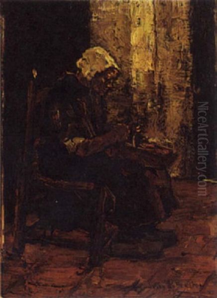 A Woman Peeling Potatoes by Suze Bisschop-Robertson