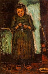 A Girl Knitting by Suze Bisschop-Robertson