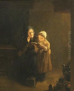 Old Lady And Child Reading by Kate Bisschop-Swift