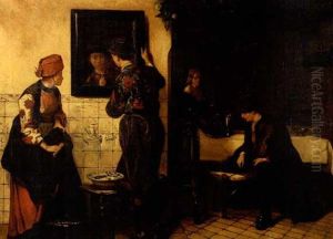 Dutch Interior With Four Figures by Kate Bisschop-Swift
