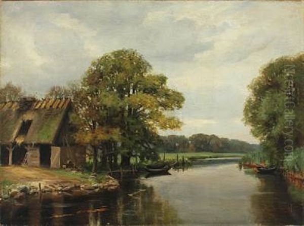 A Thatched Farm On The Riverbank - view 1