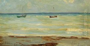 Coastal Scenery With Smaller Boats At Anchor At Bogeskov Beach Coastal Scenery With Smaller Boats At Anchor At Bogeskov Beach