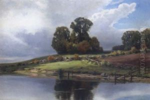 Fluslandschaft Mit Weide Fluslandschaft Mit Weide