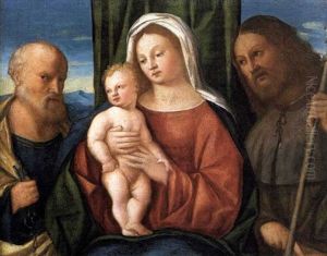 Vierge A L'enfant Entoure De Saint Pierre Et Saint Jacques (?) by Pier Francesco Bissolo