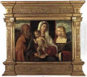 The Virgin And Child With St. Peter And A Female Saint by Pier Francesco Bissolo