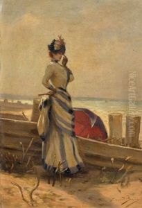 Elegante En Bord De Mer by Edouard Bisson
