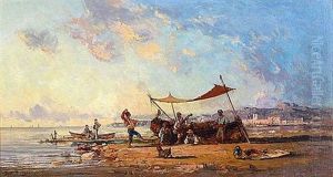 Musiciens Et Danseurs Pres Des Barques De Peche