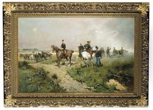 Officers And Soldiers On Horseback, A Battle Beyond - Offiziere Und Soldaten Zu Pferde Vor Schlachtengetummel (after Tadeus Ajdukiewiez)