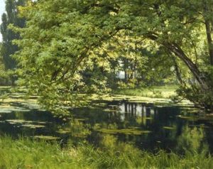L'etang Aux Nenuphars, Effet De Lumiere by Henri Biva