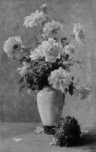 Roses Et Lilacs Dans Un Vase Chinois by Henri Biva