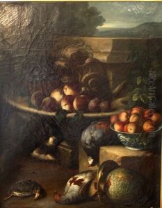 Nature Morte Aux Fruits, Gibiers, Et Chien A La Fontaine (after Desportes)
