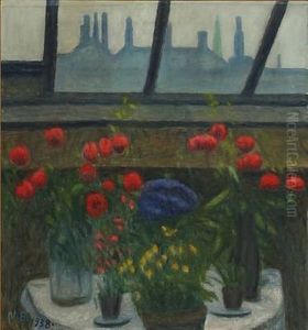 Blomsterbord Under Ataliervindue (flowers Under Studio Window)