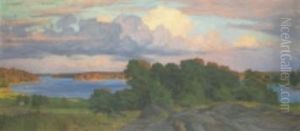 Sommarlandskap Med Insjo, Motiv Fran Hesselby