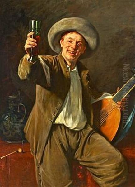 Cheers!- A Cheerful Musician With A Guitar - view 1