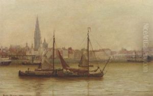 A View Of Antwerp Harbour by Aleth Bjorn