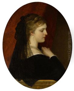 A Venetian Lady 31 3/4 By by Eugen von Blaas